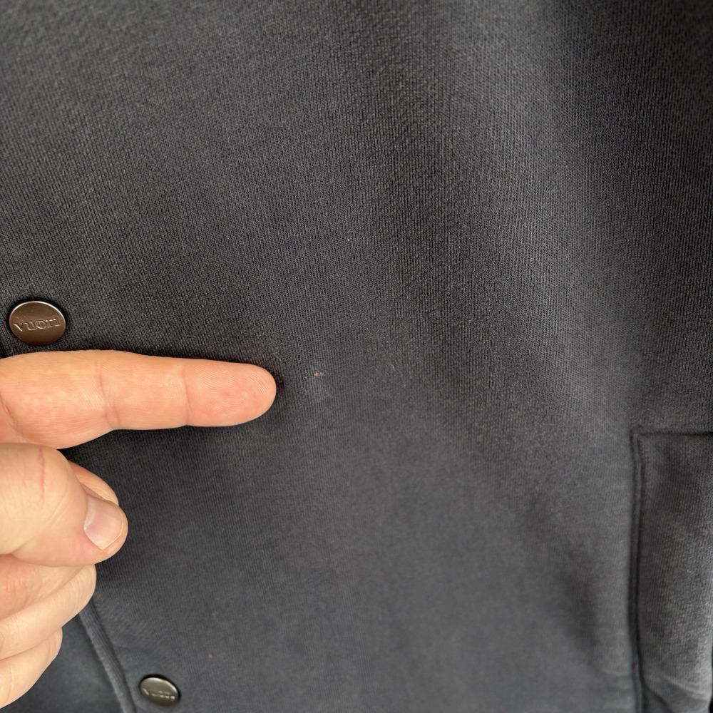 Vuori Seaside Fleece Bomber Jacket Mens XL Navy Snap Front Mock Neck V296 *READ* - Picture 4 of 11